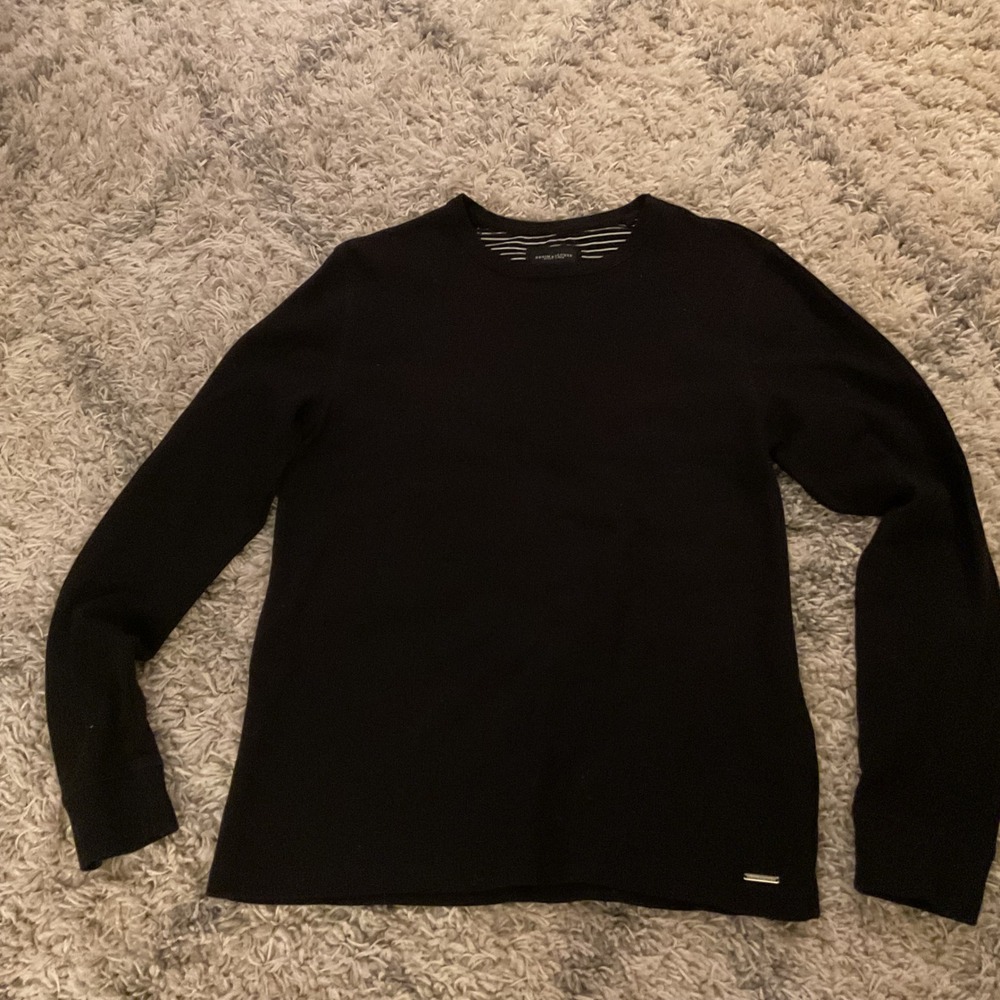 Denim & Flower Ricky Singh Mens Black Thermal‎ Long Sleeve Crew Neck Shirt Large